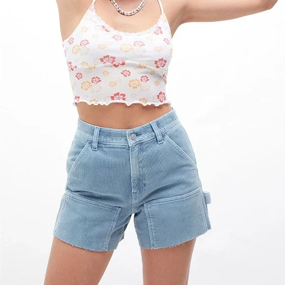 PacSun Sky Blue Corduroy Cargo Shorts - Picture 2 of 6